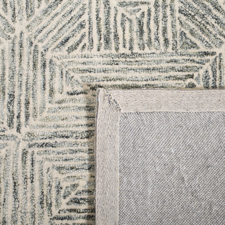 Lush Abstract Light Green Hand-Tufted Wool Area Rug 4' x 6'