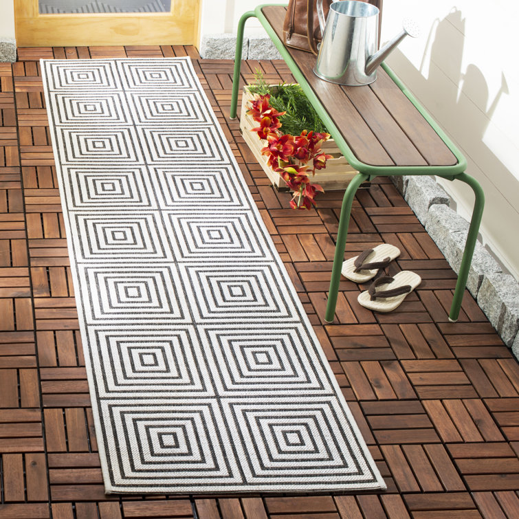 Gray and Charcoal Non-slip Synthetic Runner Rug 2' 2" x 10'
