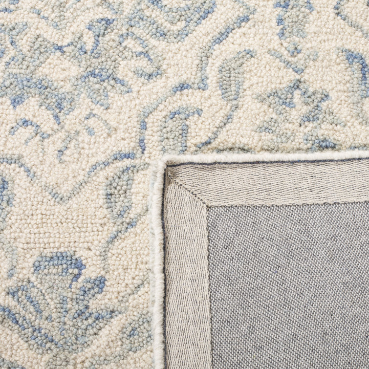 Handmade Light Blue and Ivory Tufted Wool Rug, 2'3" x 20'