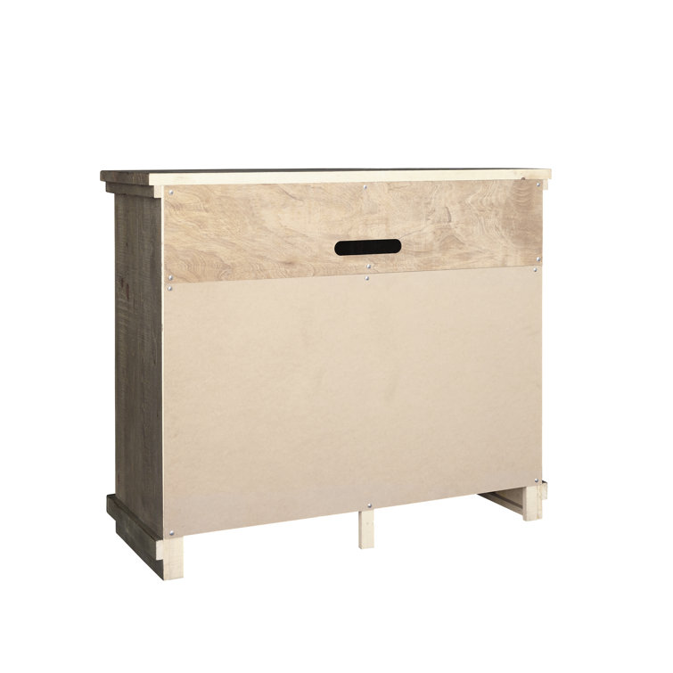 Transitional Gray Pine Media Chest with 6 Drawers