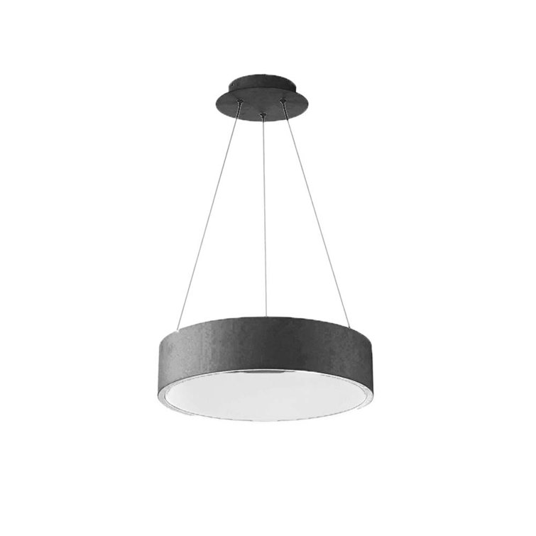 Modern Black Aluminum LED Drum Pendant with Frosted Diffuser
