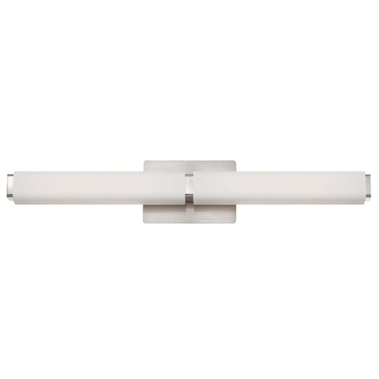 Sleek Brushed Nickel LED Vanity Light with Etched Opal Glass