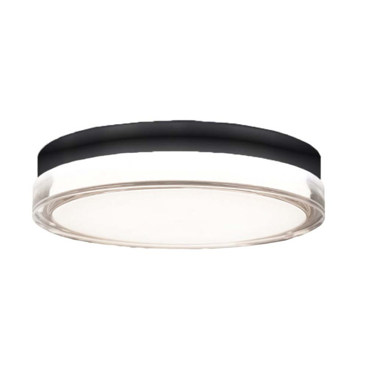 Pi Modern Black Aluminum LED Outdoor Flush Mount, 6.25"x2.5"