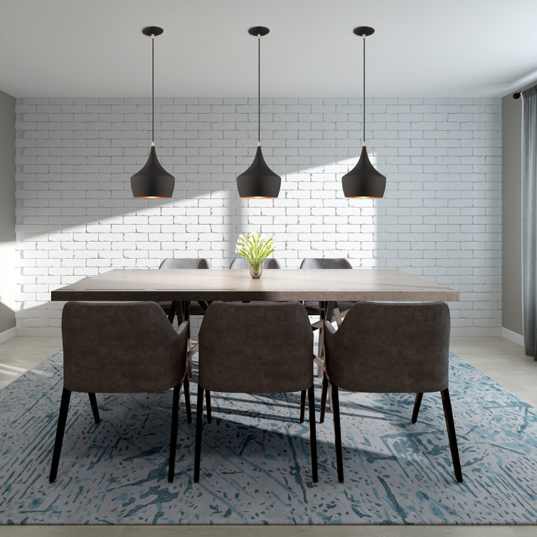 Contemporary Mini Pendant with Black Metal Shade and Gold Finish Inside