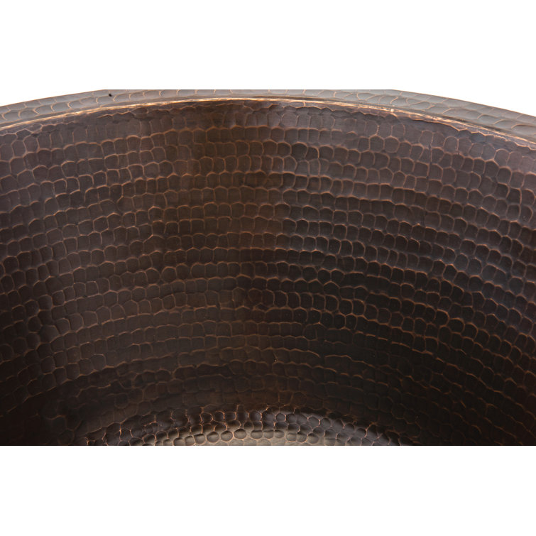 17" Round Hammered Copper Bar/Prep Sink