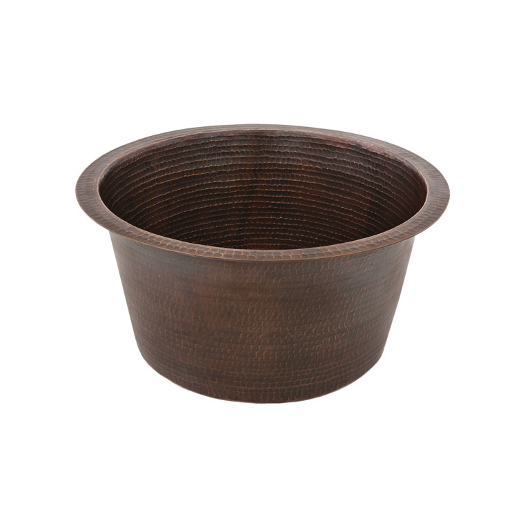 17" Round Hammered Copper Bar/Prep Sink
