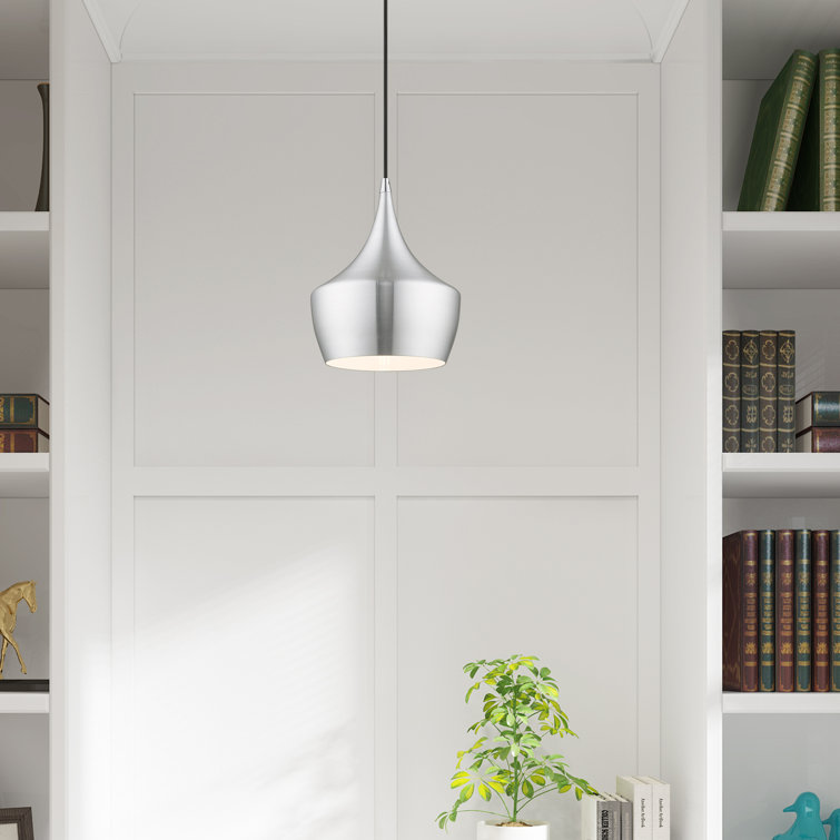 Mini Brushed Aluminum 1-Light Pendant for Indoor/Outdoor