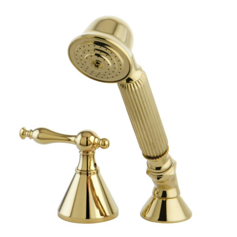Polished Brass Deck Mount Hand Shower with Diverter