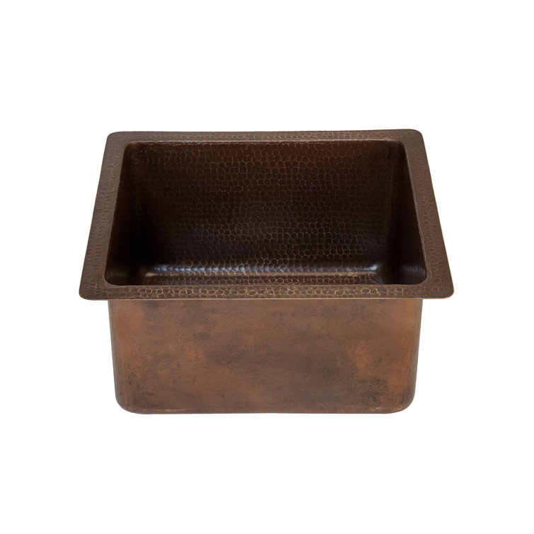 16" Rectangular Hammered Copper Bar Sink in Oil Rubbed Bronze