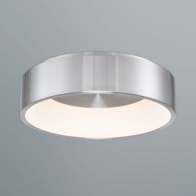 Modern Brushed Aluminum 28" LED Drum Flush Mount