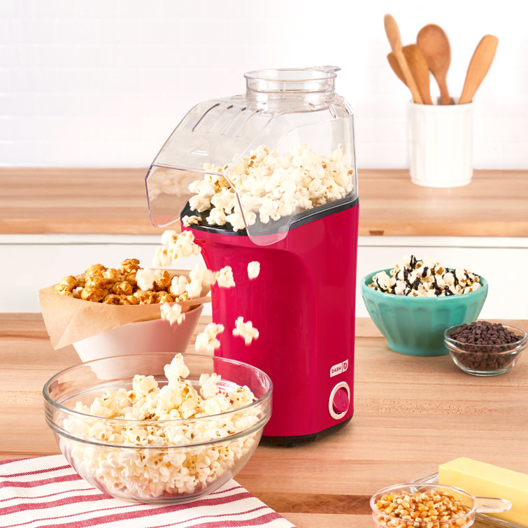 Red Compact Hot Air Popcorn Popper with Butter Tray