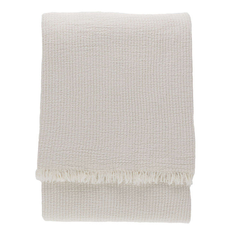 Alabaster King Size Cotton Woven Throw Blanket with Fringe