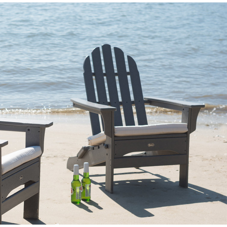 Cape Cod Stepping Stone Gray HDPE Folding Adirondack Chair with Arms