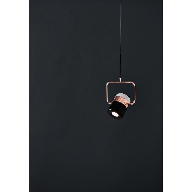 Ling Matte Black LED Glass Pendant Light - 7" W x 4.5" H