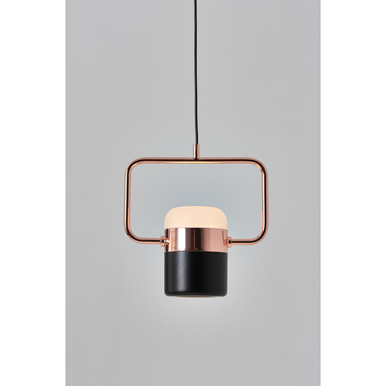 Ling Matte Black LED Glass Pendant Light - 7" W x 4.5" H