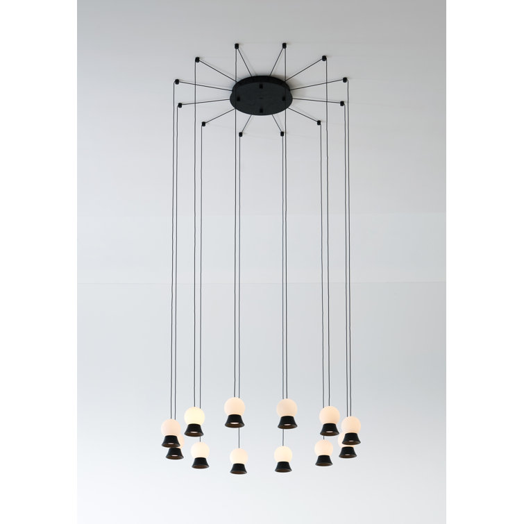 Matte Black Fuji Inspired 12-Light LED Globe Pendant