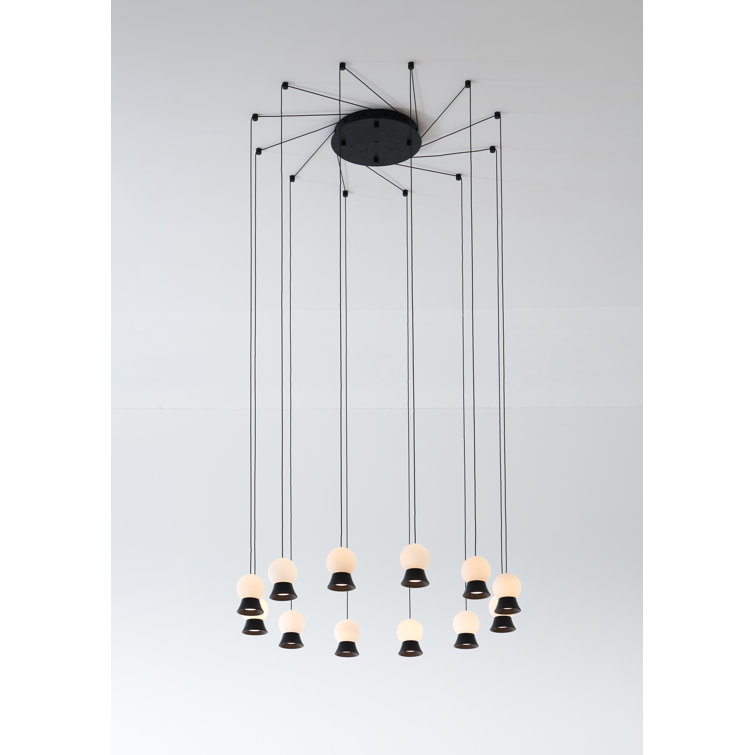 Matte Black Fuji Inspired 12-Light LED Globe Pendant