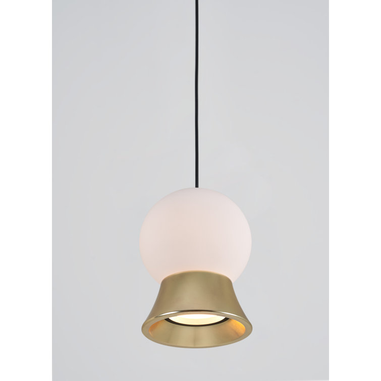Fuji Matte Brass Globe Pendant with Opal Glass - Energy Star Certified