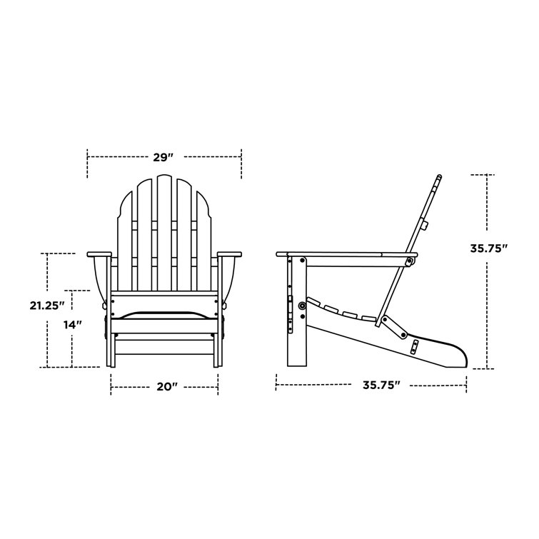 Navy Blue HDPE Plastic Folding Adirondack Chair with Arms
