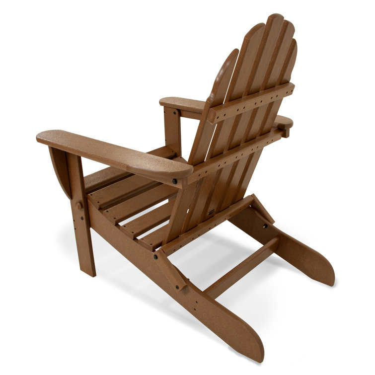 Eco-Friendly Dark Teak Polywood Folding Adirondack Chair
