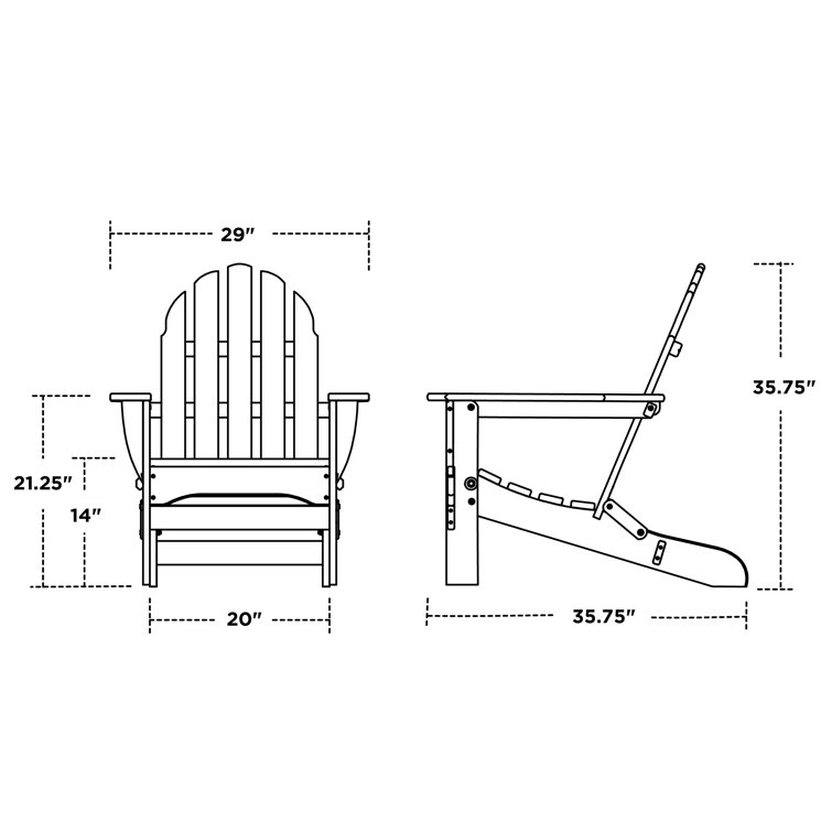 Eco-Friendly Dark Teak Polywood Folding Adirondack Chair