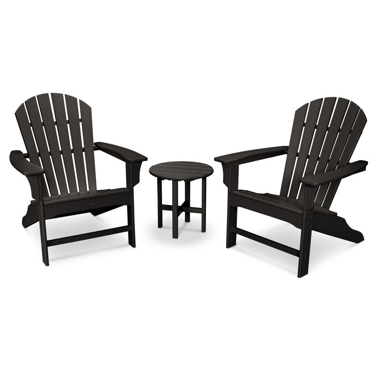 Charcoal Black 3-Piece HDPE Adirondack Set with Side Table