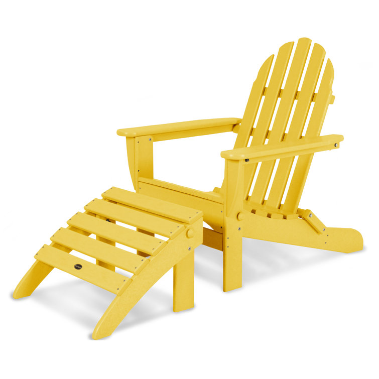 Yellow Polypropylene Classic Adirondack Chair and Ottoman Set