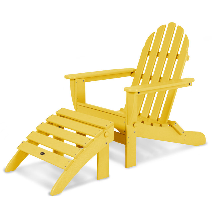 Yellow Polypropylene Classic Adirondack Chair and Ottoman Set