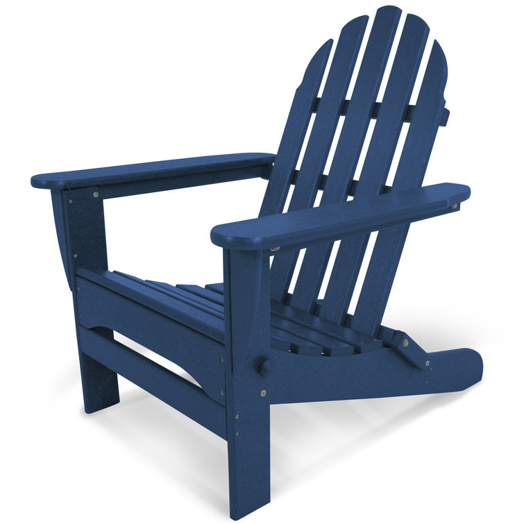 Navy Blue HDPE Plastic Folding Adirondack Chair with Arms