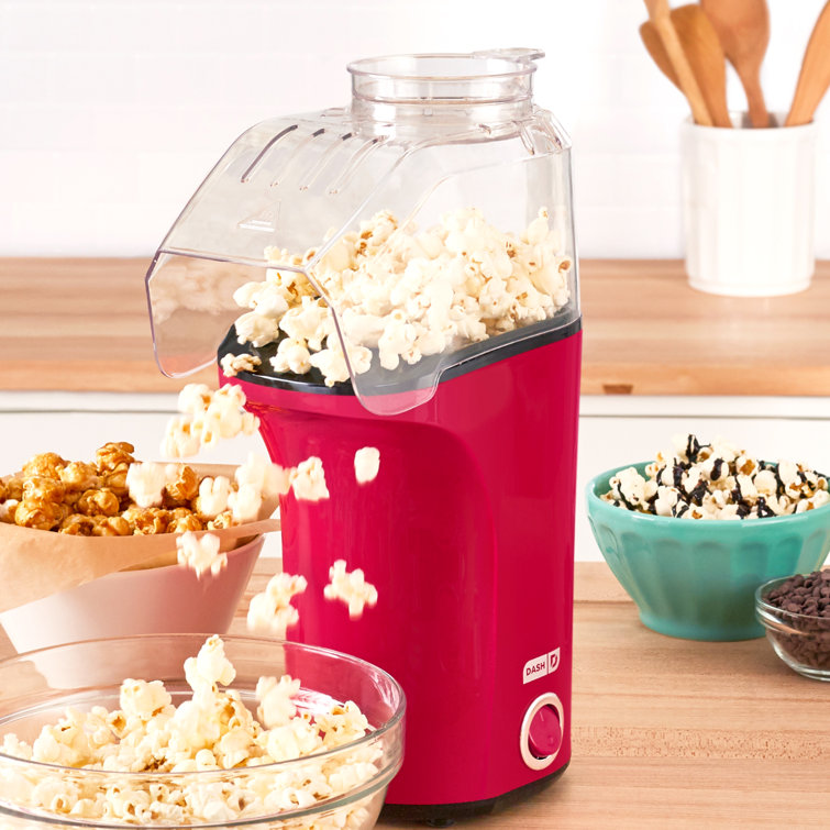 Red Compact Hot Air Popcorn Popper with Butter Tray