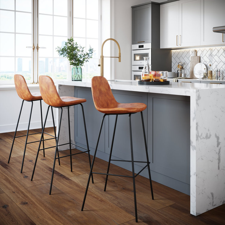 Maxine 30'' Black Matte Metal & Vegan Leather Barstool