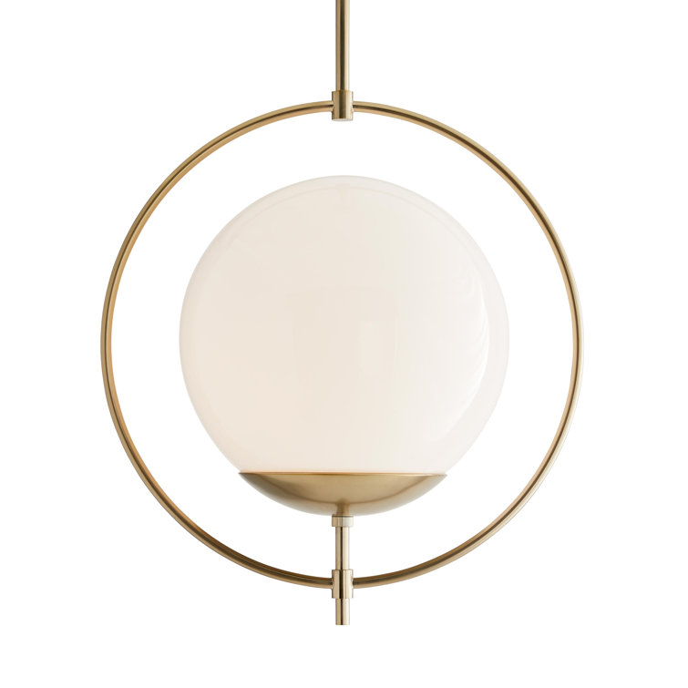 Volta 22" Opal Glass Globe Pendant in Pale Brass