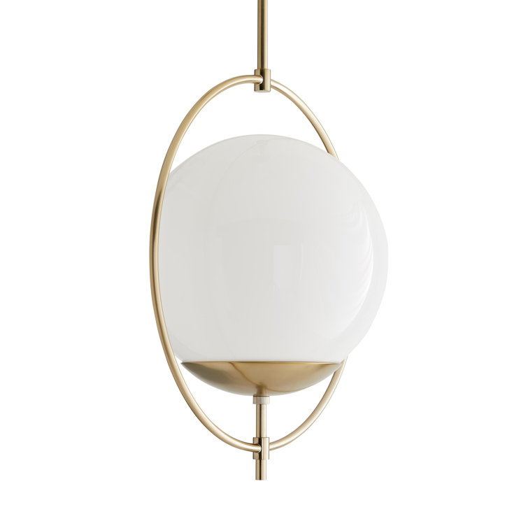 Volta 22" Opal Glass Globe Pendant in Pale Brass