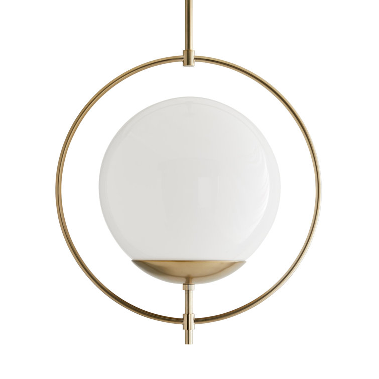 Volta 22" Opal Glass Globe Pendant in Pale Brass