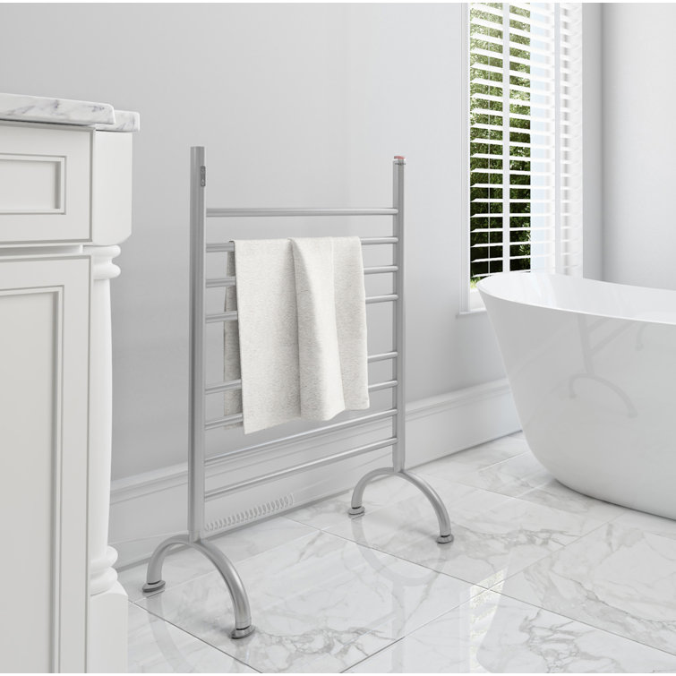 Brushed Stainless Steel 8-Bar Freestanding Towel Warmer