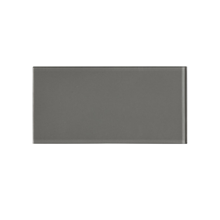 Dark Gray Polished Glass Peel and Stick Subway Tile
