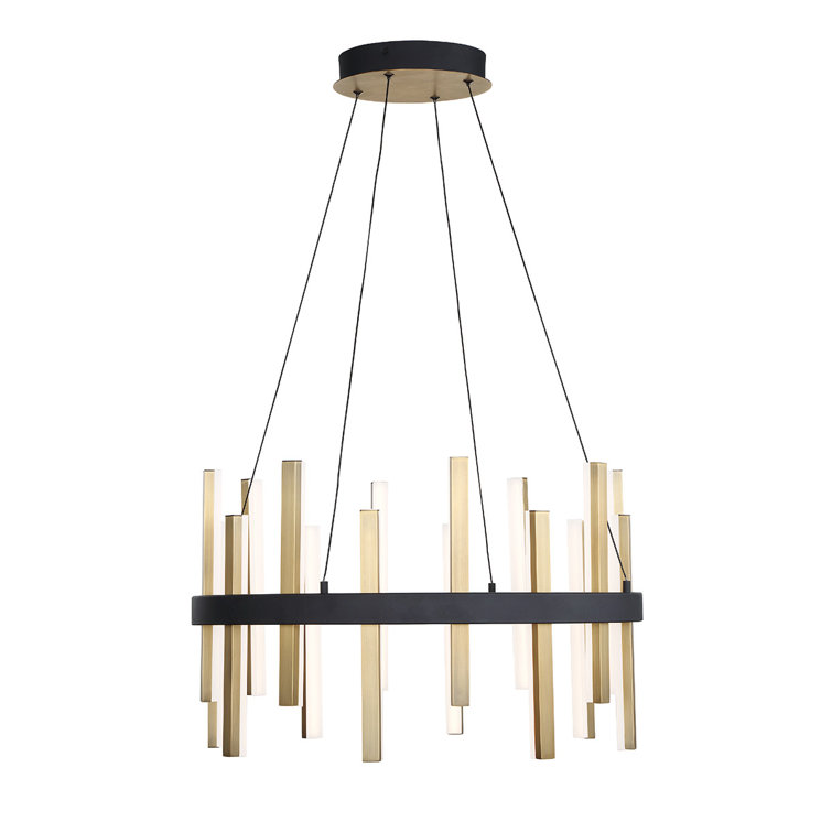 Harmonix Aged Brass & Black LED Geometric Chandelier with Acrylic Diffuser