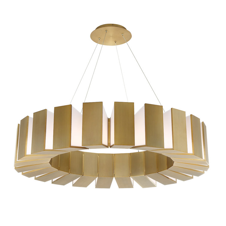 Aged Brass 22-Light LED Drum Chandelier with Sanded Acrylic Diffuser