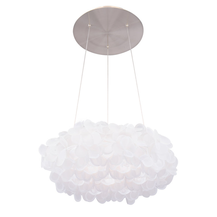 Lumina Petal 33" White and Brushed Nickel LED Pendant Light