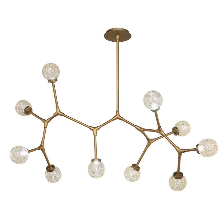 Aged Brass and Crystal 10-Light LED Sputnik Chandelier