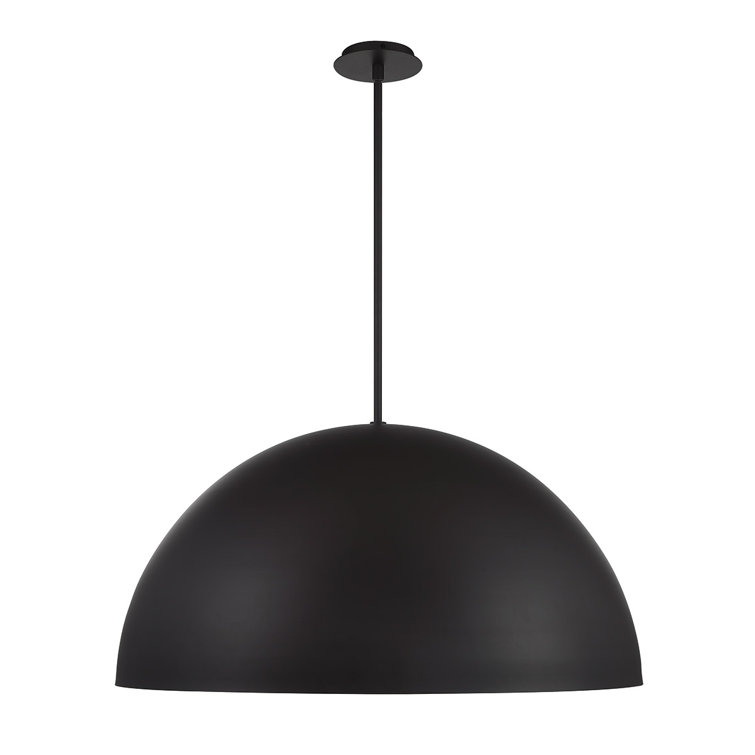 Modern Black Gold Leaf LED Bowl Pendant with Mouth Blown Glass