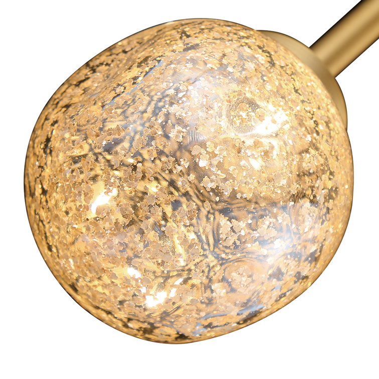 Aged Brass 8-Light Sputnik LED Chandelier with Art Glass