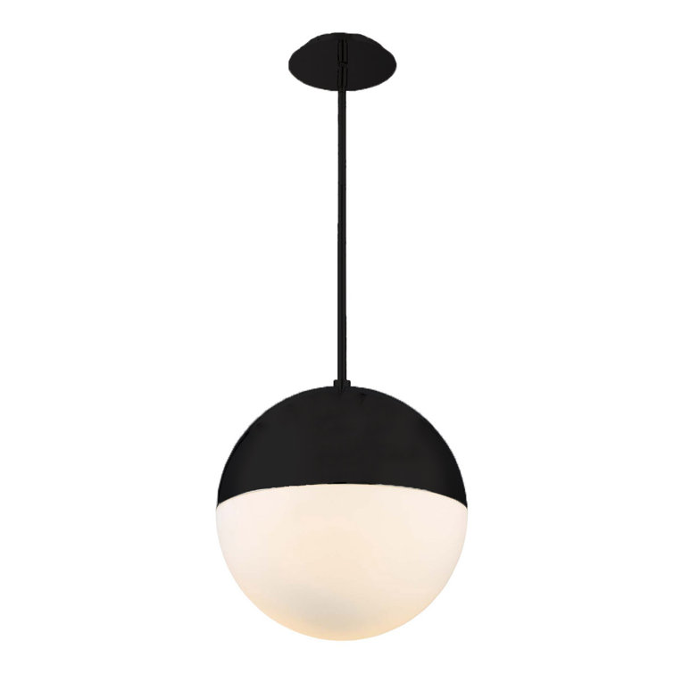 Modern Punk Black and Nickel 14" LED Globe Pendant, 2700K