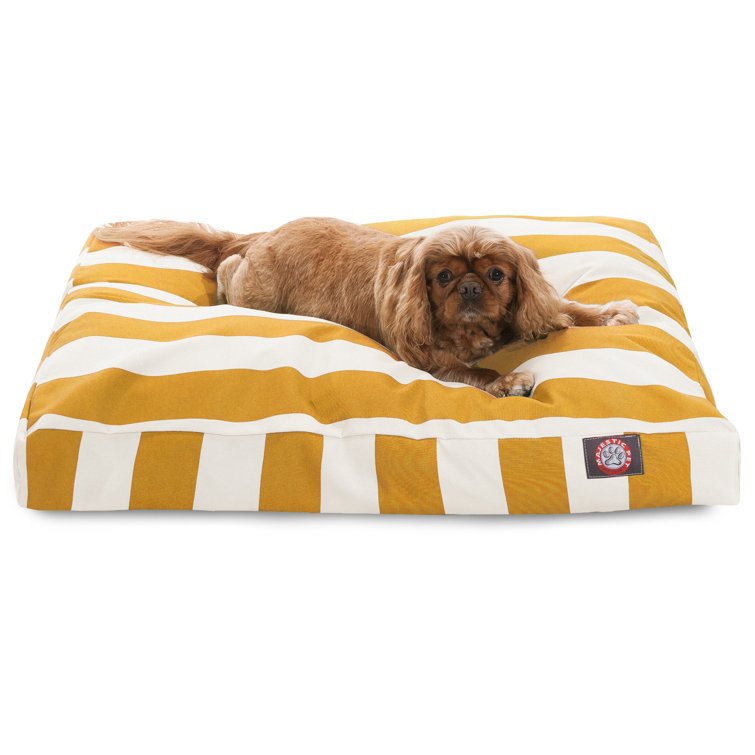 Large Yellow and White Striped Polyester Dog Bed