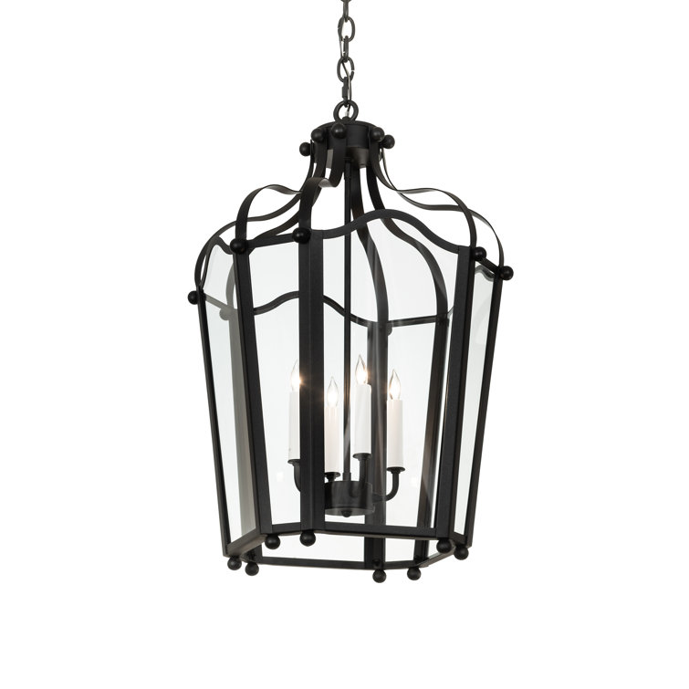 Citadel Black and Clear Glass 4-Light Indoor/Outdoor Chandelier