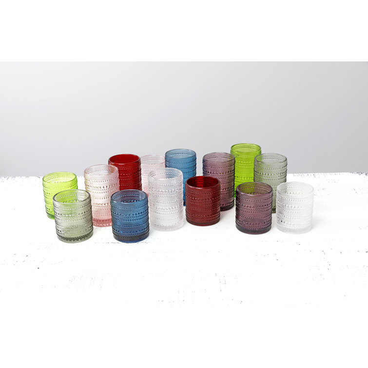 Jupiter Smoke Gray 13oz Beaded Detail Iced Beverage Glass Set of 6
