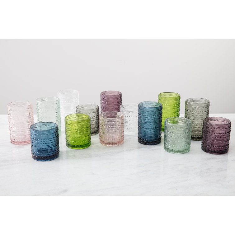 Jupiter Smoke Gray 13oz Beaded Detail Iced Beverage Glass Set of 6