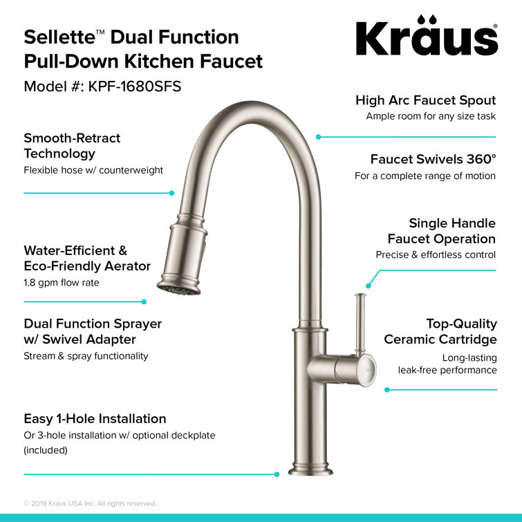 Stainless Steel Single Handle Pull Down Kitchen Faucet