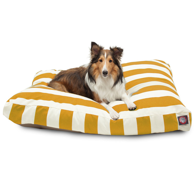 Large Yellow and White Striped Polyester Dog Bed