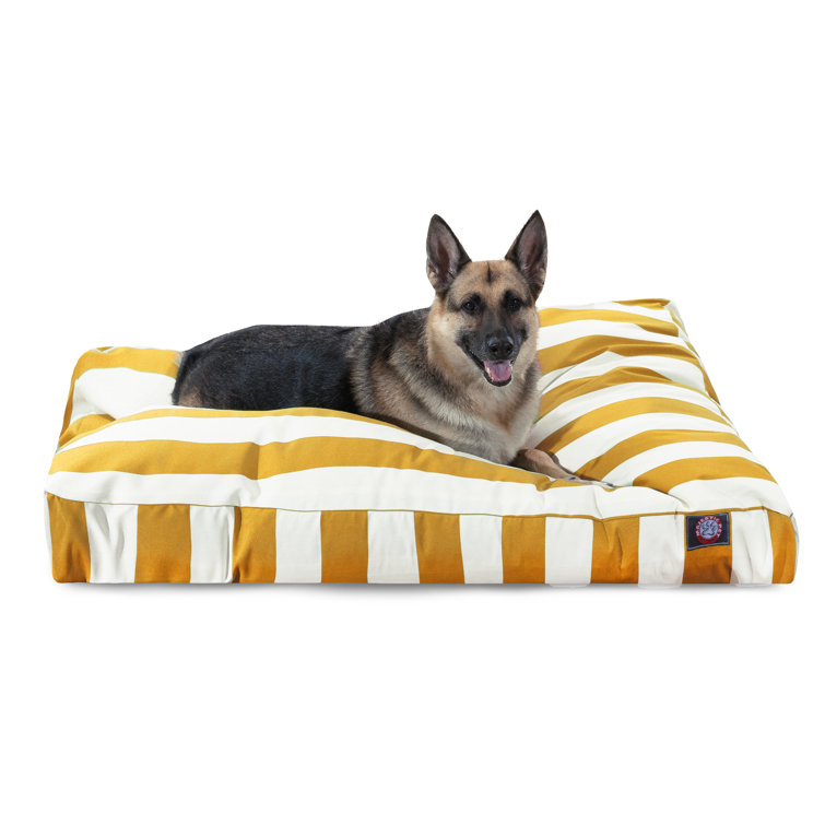 Large Yellow and White Striped Polyester Dog Bed
